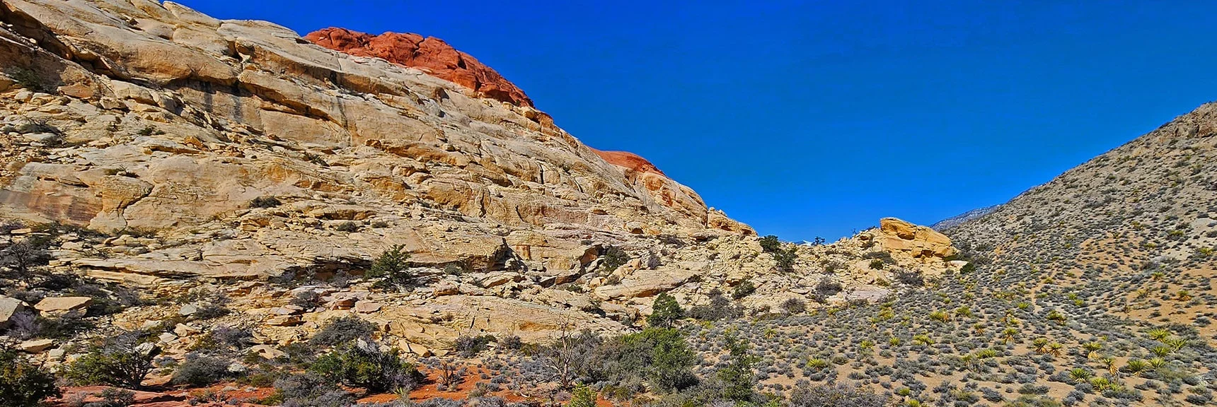 Descend from Ash Canyon Navigating with the White Cliffs to Your Left. | Ash Canyon to Calico Tanks | Calico Basin and Red Rock Canyon, Nevada | David Smith | Las Vegas Area Trails