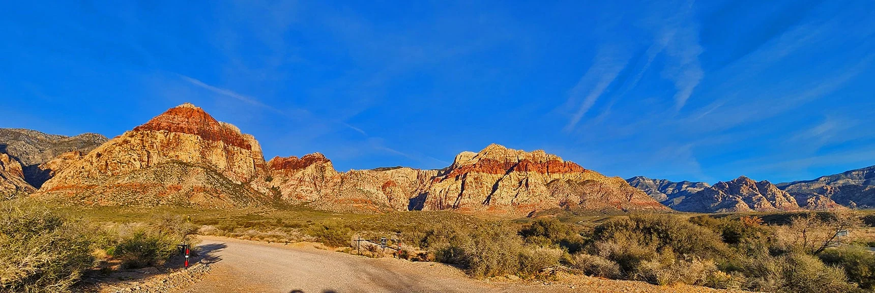 Northern Rainbow Mountains from Entrance of Oak Creek Canyon Road | Arnight Trail | Red Rock Canyon, Nevada | David Smith | LasVegasAreaTrails.com