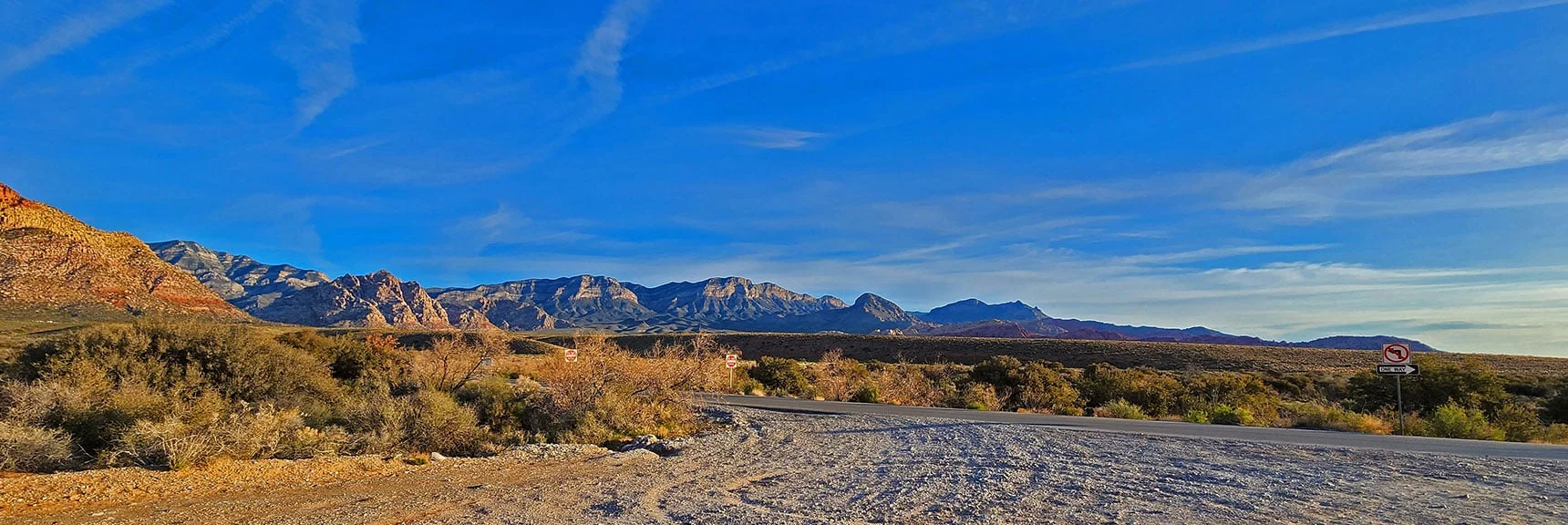 La Madre Cliffs & Calico Hills from Entrance of Oak Creek Canyon Road | Arnight Trail | Red Rock Canyon, Nevada | David Smith | LasVegasAreaTrails.com