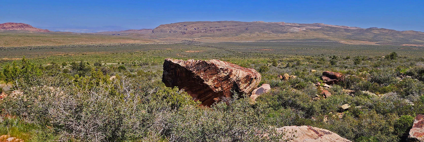 Descend to Landmark Boulder. Aim for Upper Side. | Juniper Canyon | Red Rock Canyon National Conservation Area, Nevada | David Smith | LasVegasAreaTrails.com