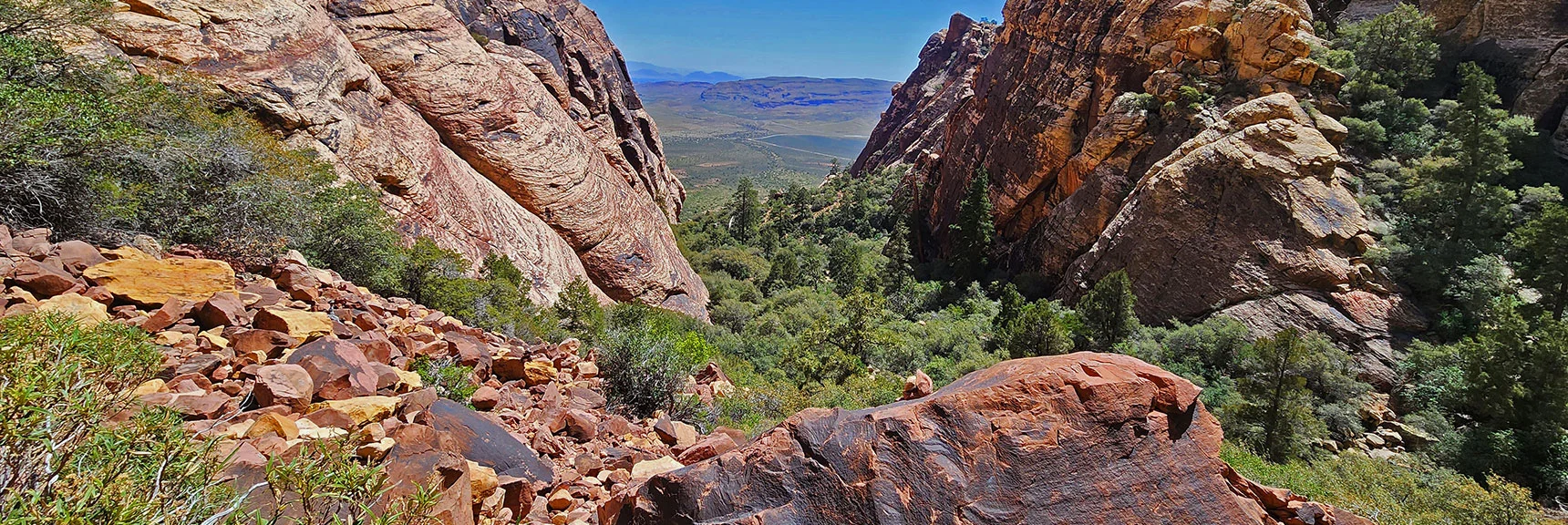 View Down Through Juniper Canyon from Sandstone Area | Juniper Canyon | Red Rock Canyon National Conservation Area, Nevada | David Smith | LasVegasAreaTrails.com