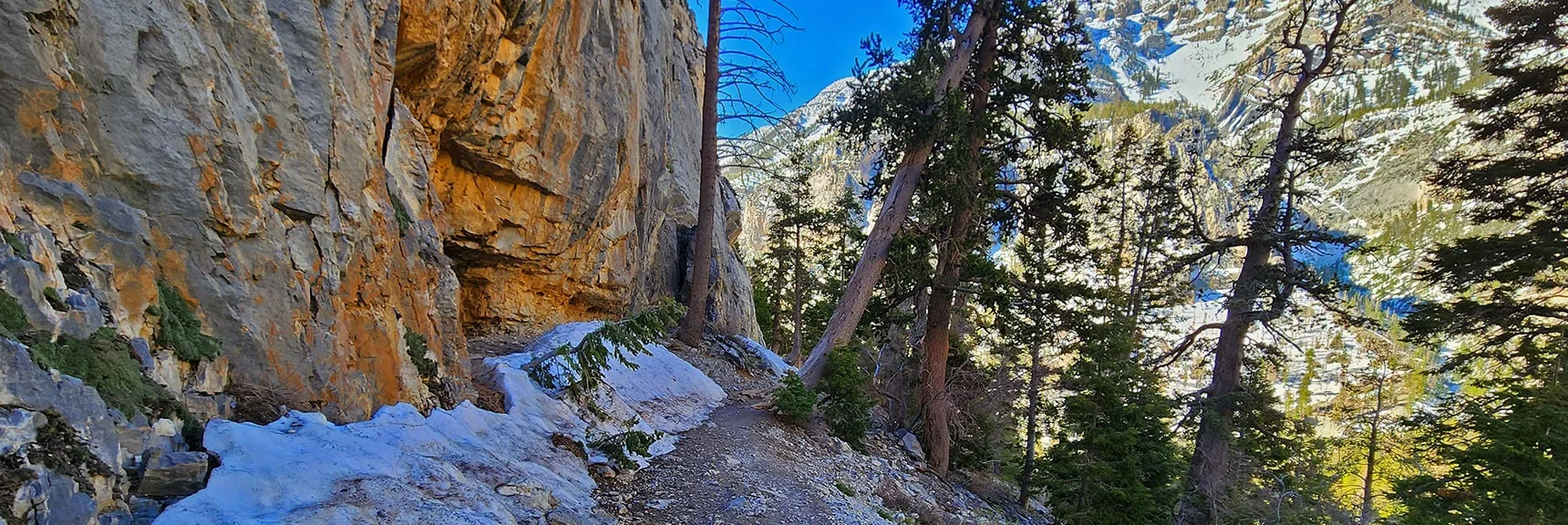 View Back Along Cliffside Snowdrift | Mary Jane Falls | Mt. Charleston Wilderness | Spring Mountains, Nevada