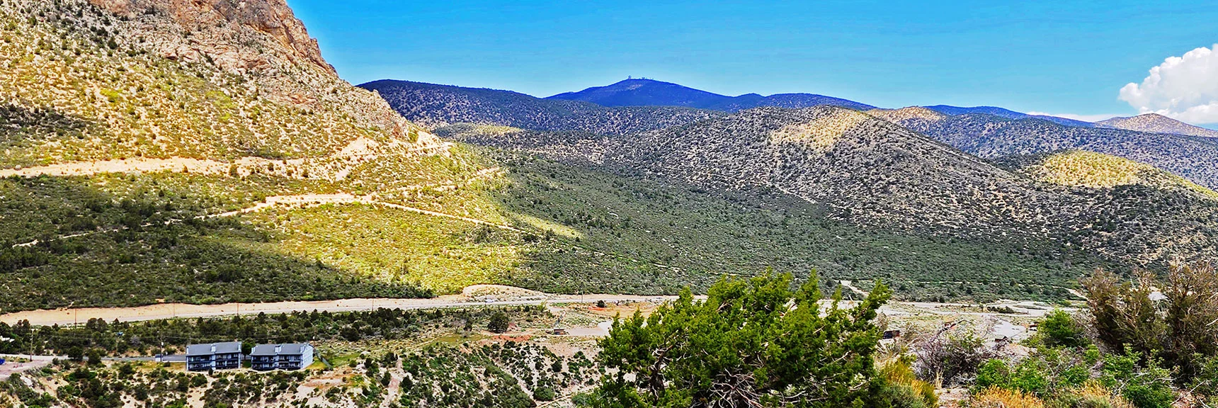 View Over to Deer Creek Road and Distant Angel Peak | Escarpment Trail | Mt Charleston Wilderness | Spring Mountains, Nevada