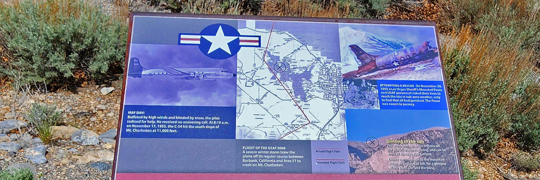 Interpretive Display on Plane Crash | Escarpment Trail | Mt Charleston Wilderness | Spring Mountains, Nevada
