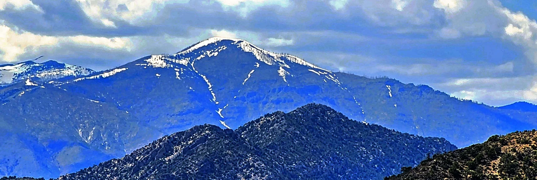 Zoom View to Griffith & Charleston Peaks from Upper Crest Ridgeline | Little Zion | Rainbow Mountain Wilderness, Nevada