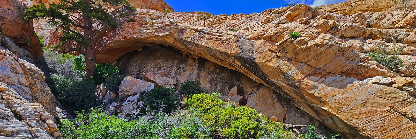 Great View of Little Zion Arch from Sandstone Ridge Just South | Little Zion | Rainbow Mountain Wilderness, Nevada