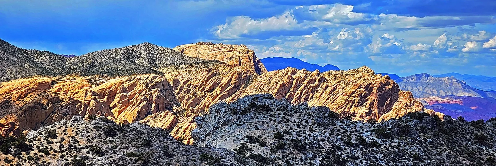 Mt. Wilson, Indecision Peak and Distant Damsel Peak from Upper Crest Ridgeline | Little Zion | Rainbow Mountain Wilderness, Nevada