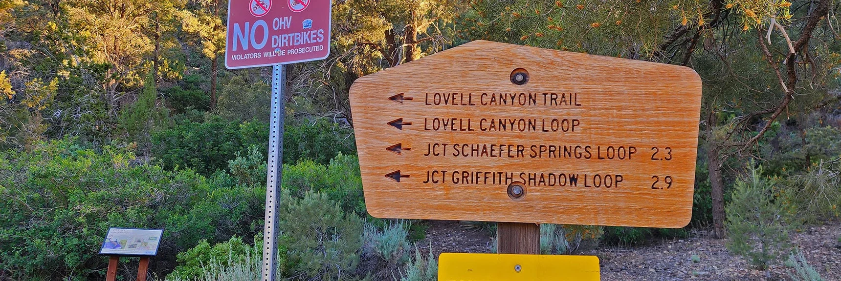 Choices at Lovell Canyon Trailhead. Take Lovell Canyon Trail Over to Canyon Base. | Wilson Ridge to Harris Mountain | Lovell Canyon, Nevada