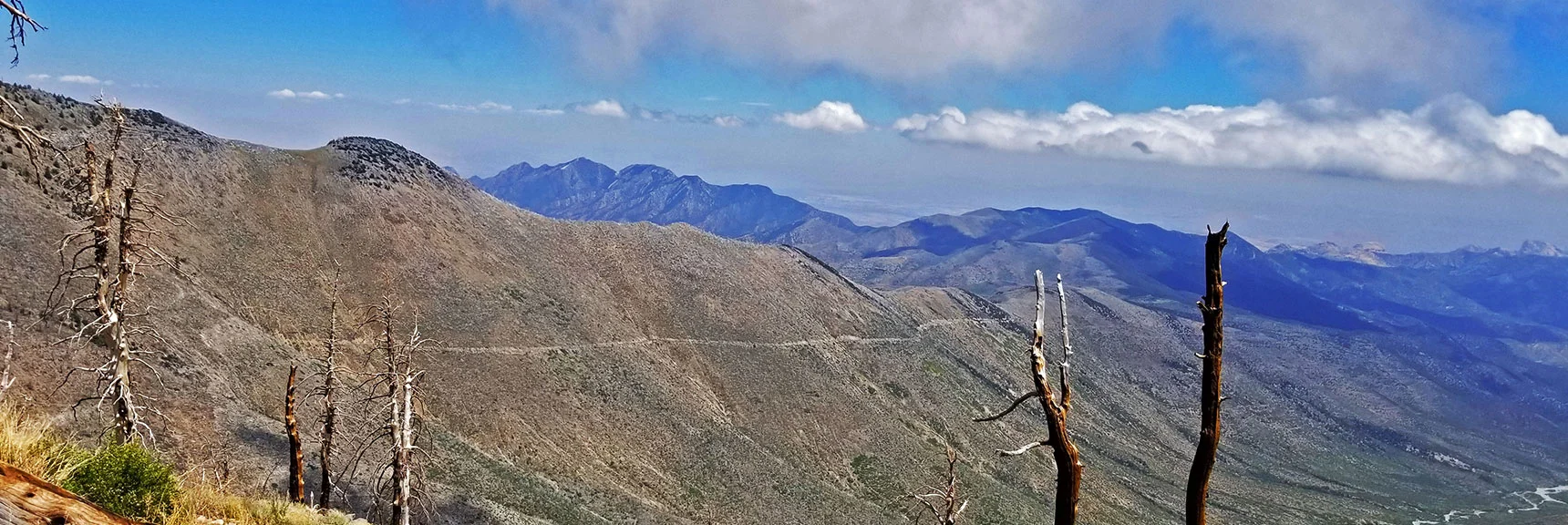 Wilson Ridge Descending from Harris Mt. 1930s Road Project (straight line) Stopped by President Roosevelt. | Wilson Ridge | Lovell Canyon, Nevada