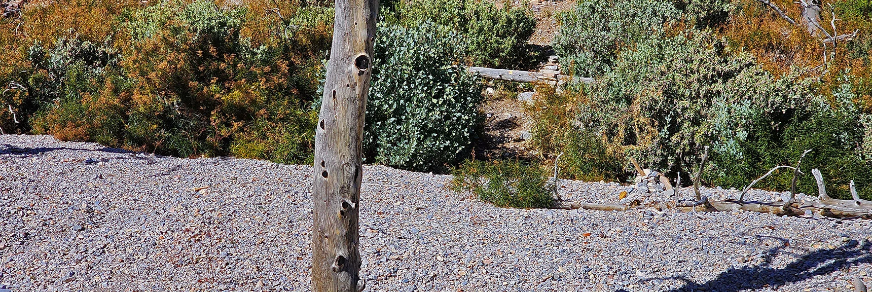 Cairn Across Wash on East Side Marks Beginning of East Side Loop. | Griffith Shadow Loop | Lovell Canyon, Nevada
