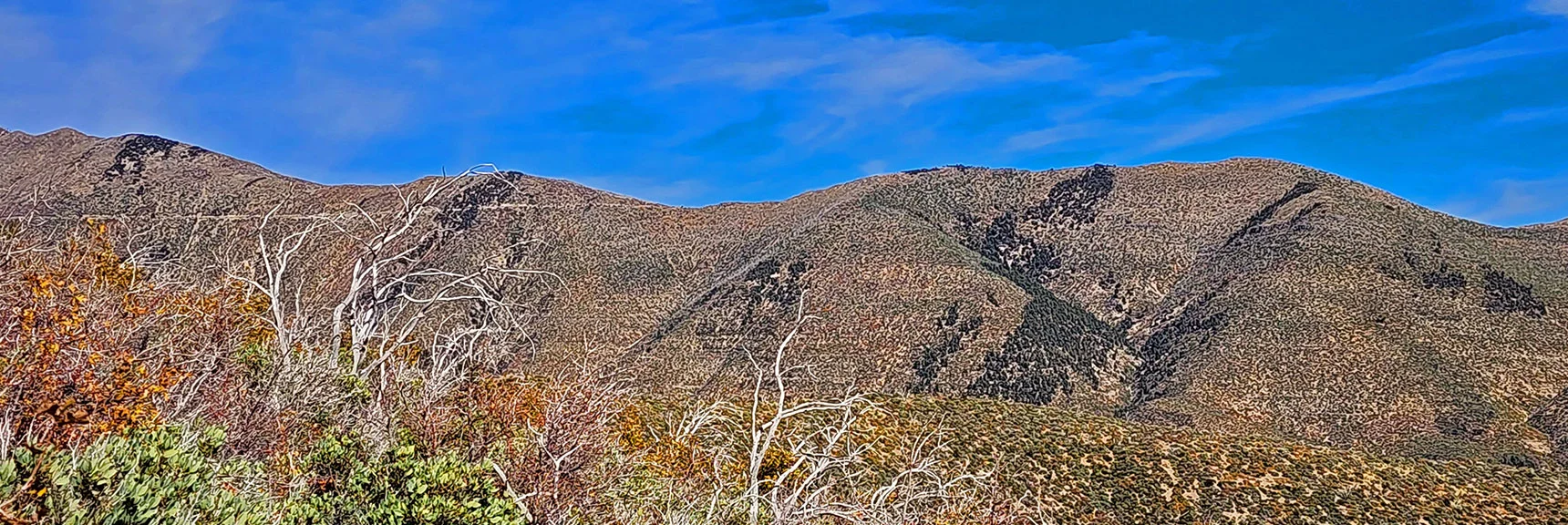 Harris Approach Ridge is Now on Right. Beginning of Griffith Peak Trail Now Visible to Left. | Griffith Shadow Loop | Lovell Canyon, Nevada