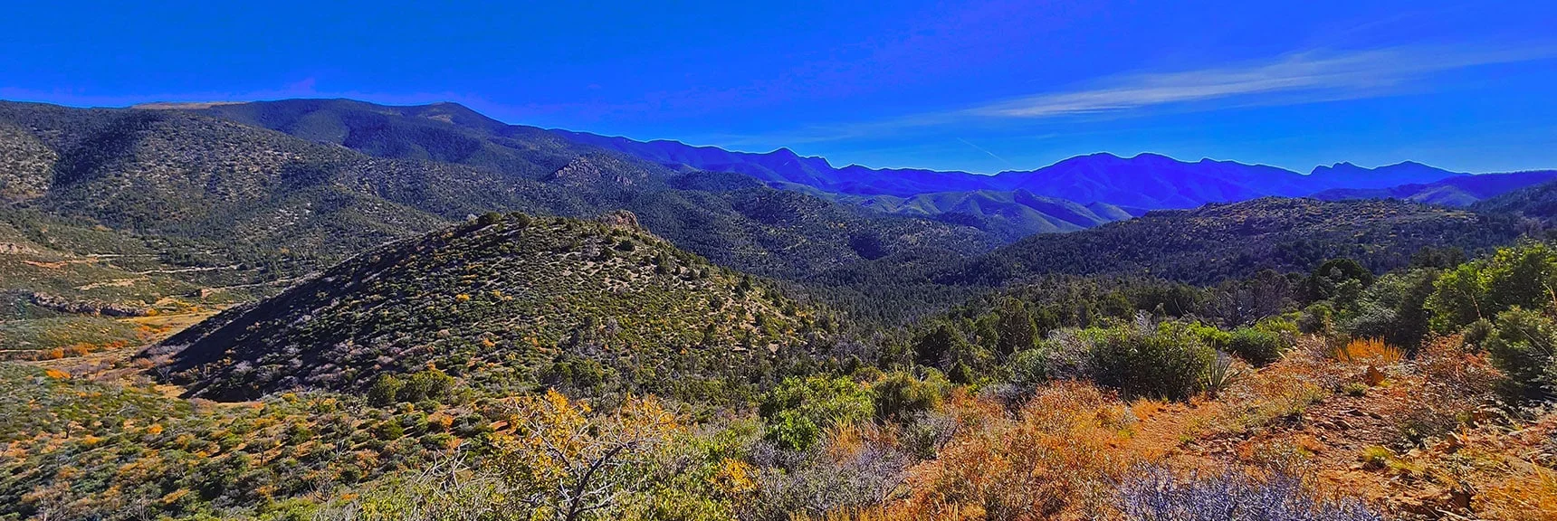 View Down to Handy Peak and Southern Wilson Ridge in Distance Beyond. | Griffith Shadow Loop | Lovell Canyon, Nevada