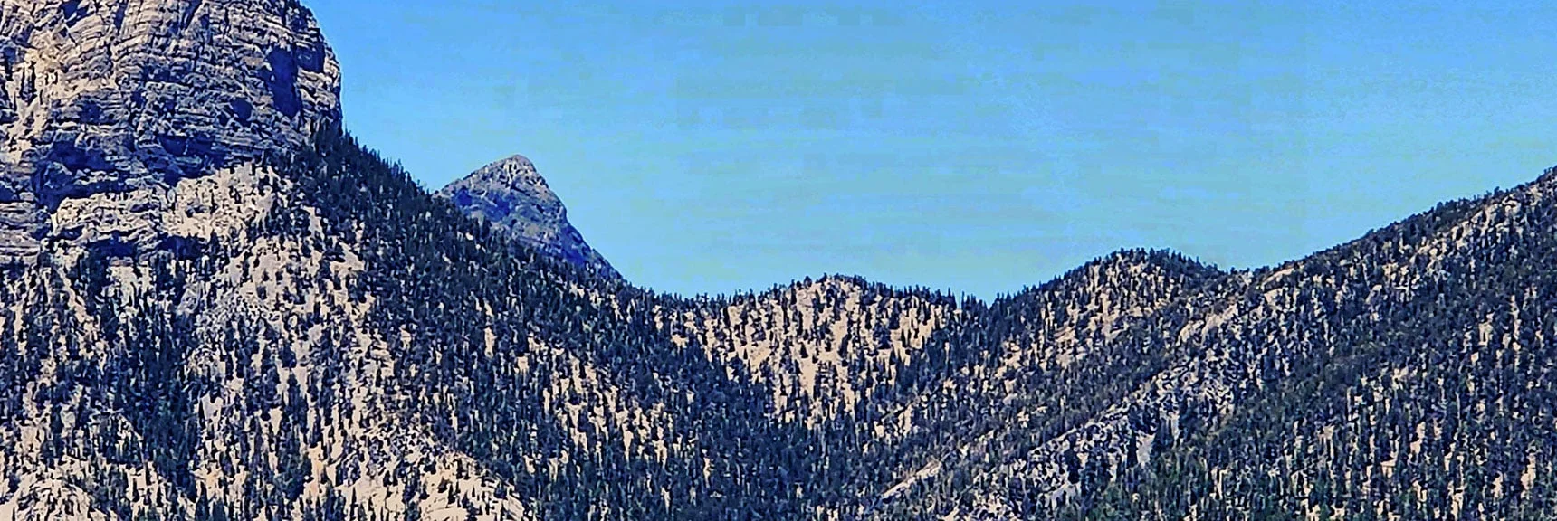 Tip of Mummy's Head Visible Beyond Mummy/Fletcher Saddle. | Fletcher Canyon to Harris Mountain Summit | Mt Charleston Wilderness, Nevada
