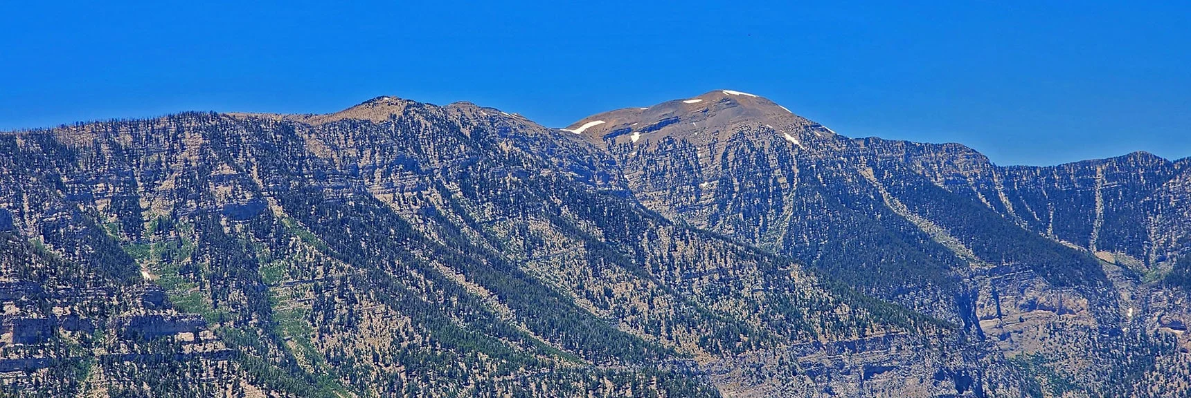 Kyle Canyon South Rim to Charleston Peak. Plane Crash Site on Left Base of Charleston Peak. | Fletcher Canyon to Harris Mountain Summit | Mt Charleston Wilderness, Nevada