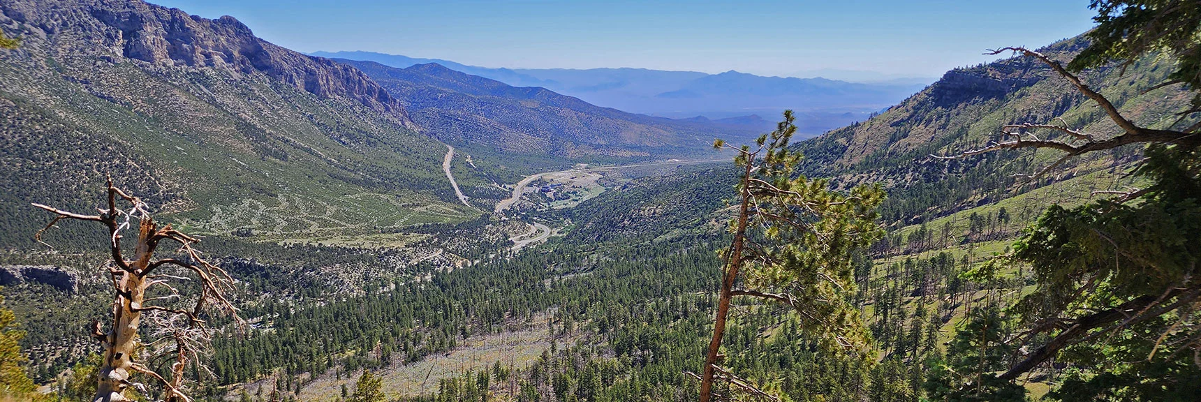 Kyle Canyon View from Near Center of Western Approach Ridge. Eagle's Nest Loop Visible. | Fletcher Canyon to Harris Mountain Summit | Mt Charleston Wilderness, Nevada