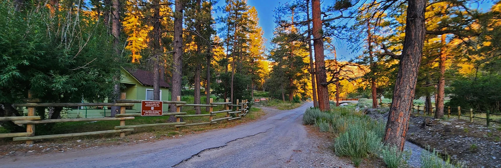 Pass Forest Service Complex and Turn Left Through Gate onto Forest Road 579. | Fletcher Canyon Trailhead to Harris Mountain Summit to Griffith Peak Summit Circuit Adventure | Mt. Charleston Wilderness, Nevada