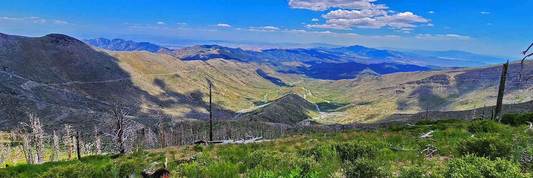 Higher View Down Lovell Canyon. Wilson Ridge Left (East); Sexton Ridge Right (West) | Fletcher Canyon Trailhead to Harris Mountain Summit to Griffith Peak Summit Circuit Adventure | Mt. Charleston Wilderness, Nevada