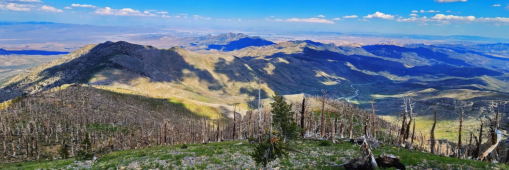 Harris Mt. Descending Along Wilson Ridge. La Madre & Rainbow Mts. Visible. | Fletcher Canyon Trailhead to Harris Mountain Summit to Griffith Peak Summit Circuit Adventure | Mt. Charleston Wilderness, Nevada
