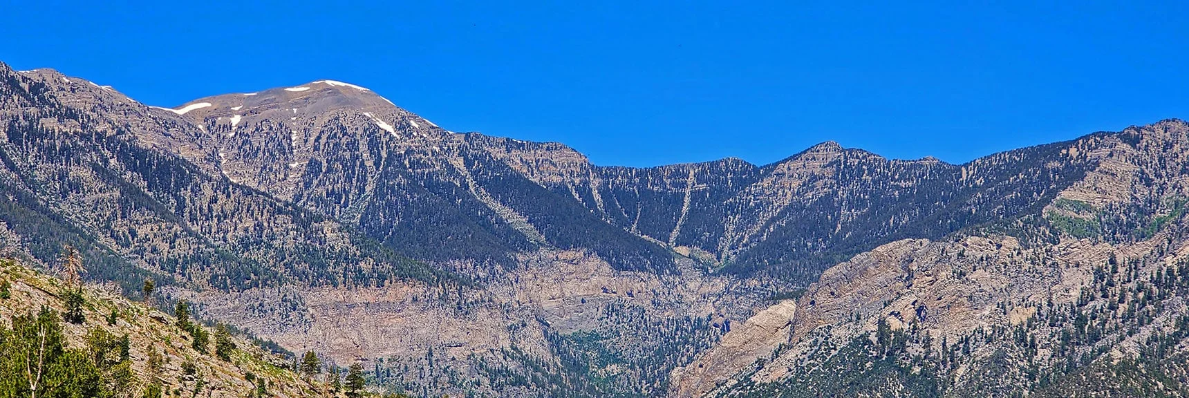 West End of Loop Trail Route Passes Through Upper Kyle Canyon Ridge Between Charleston and Lee Peaks | Fletcher View Ridge | Mt Charleston Wilderness, Nevada