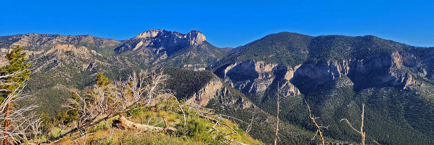 Prior Image: Nearing Point to Angle Left Down Ridgeline Toward Rainbow Subdivision. | Harris Mountain Triangle | Mt Charleston Wilderness, Nevada