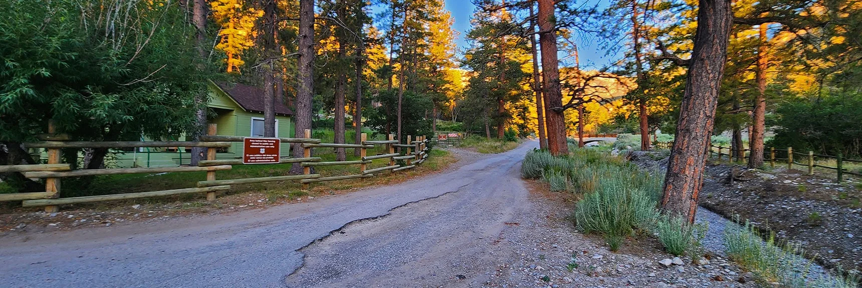 Prior Image: Acastus Trail Skirts Forest Service Complex, Arrives at Trailhead in 1,000 feet. View Backwards. | Harris Mountain Triangle | Mt Charleston Wilderness, Nevada