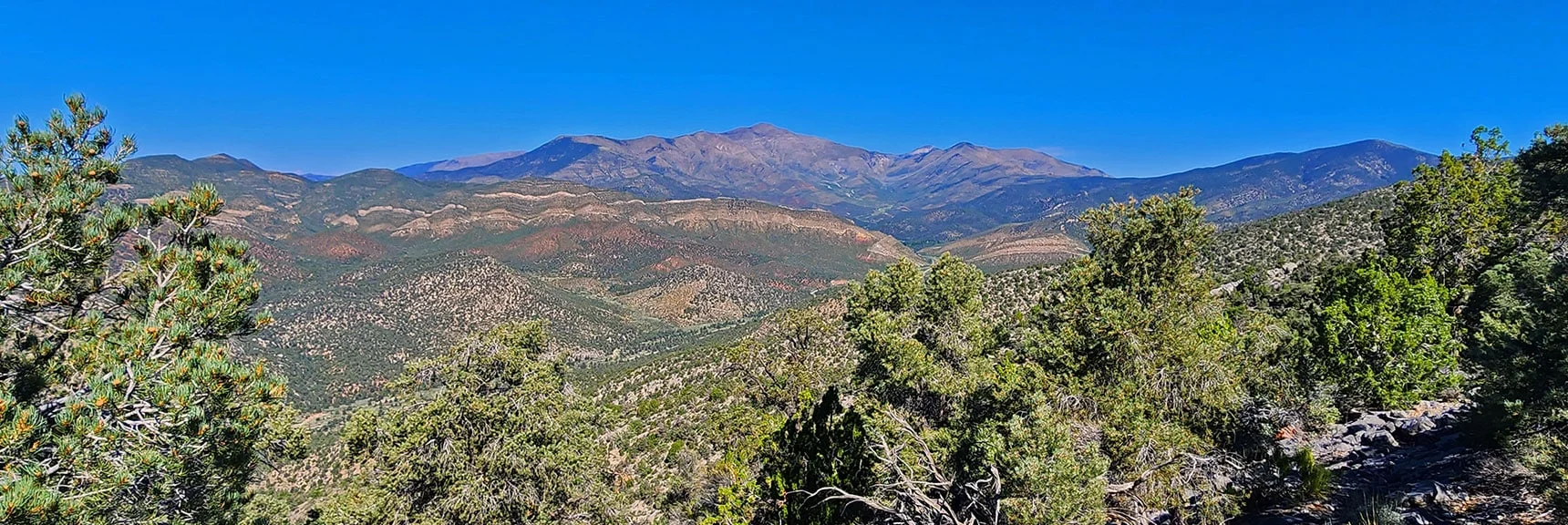 8,500ft Southern High Point on Wilson Ridge (left) Begins Continued Descent to Rocky Gap Rd Area. | Red Rock Summit | Lovell Canyon & Rainbow Mountain Wilderness, Nevada