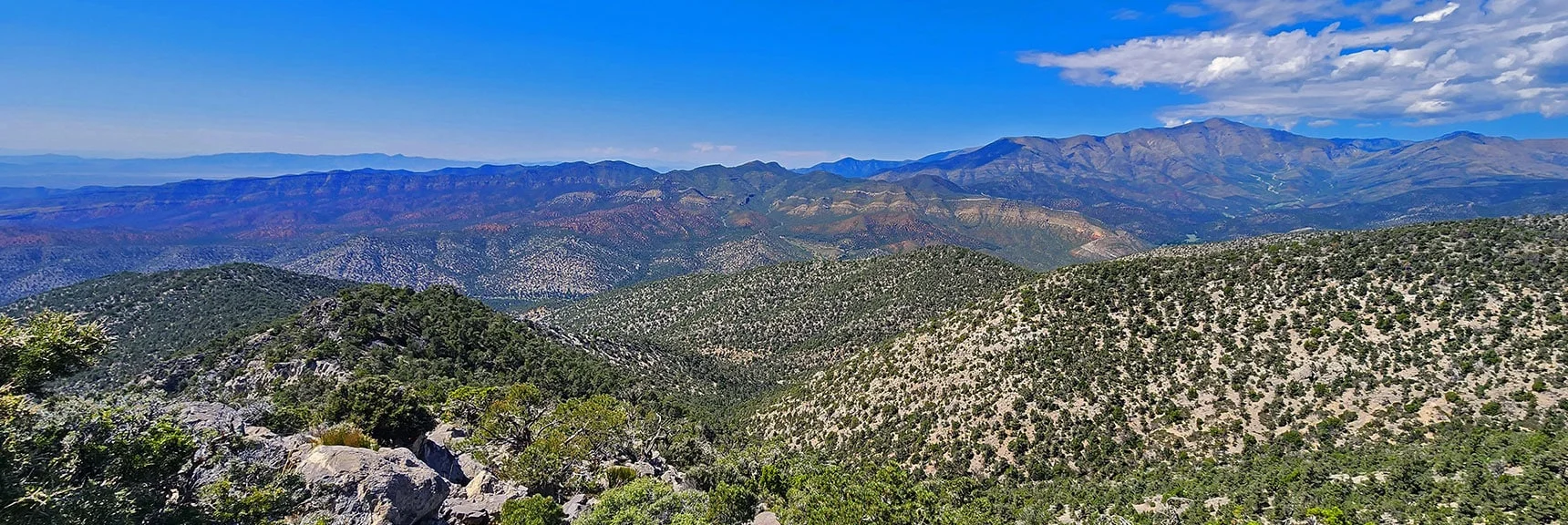 View Up Lovell Canyon. Note Many Gradual Descent Ridges from Wilson Ridgeline to Lovell Canyon | Red Rock Summit | Lovell Canyon & Rainbow Mountain Wilderness, Nevada