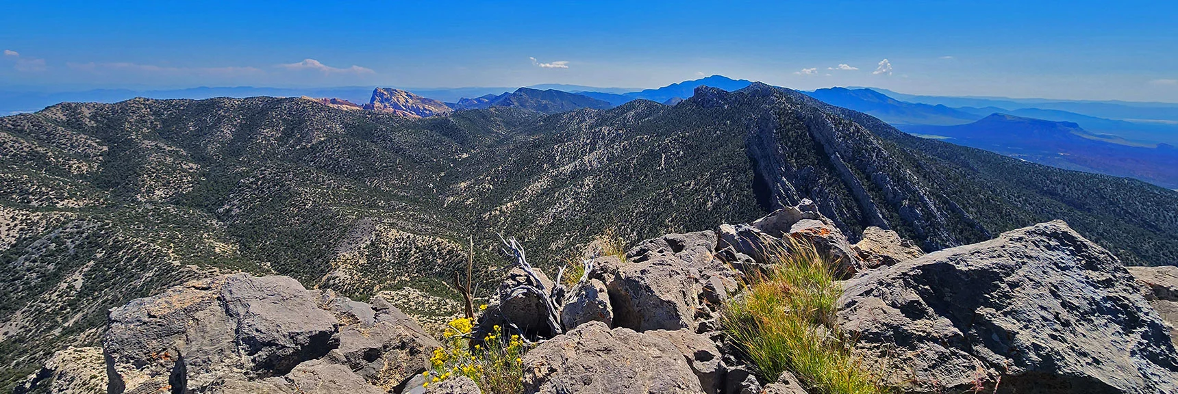 Wilson Ridge South of Rocky Gap. Note Cross-Over Ridge to Rainbow Mountains Upper Crest Ridgeline. | Red Rock Summit | Lovell Canyon & Rainbow Mountain Wilderness, Nevada