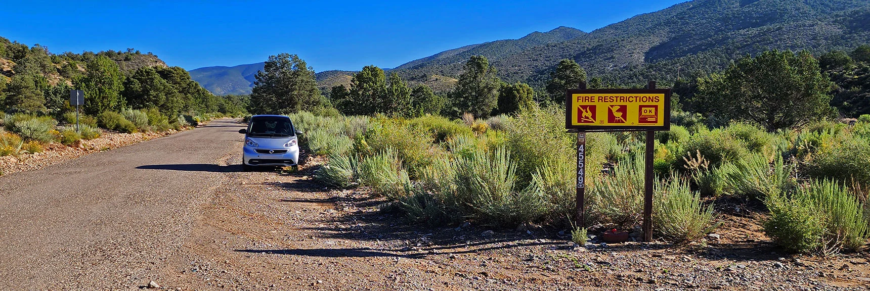 Parked on Lovell Canyon Road at the Western End of Road 45549: Rocky Gap Road. | Rocky Gap Rd to Bridge Mt Trailhead | Lovell Canyon, Nevada