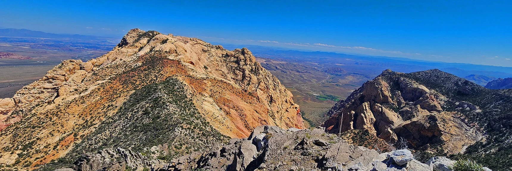 Saddle to Mt. Wilson. Supper Summer Theater Viewed Through First Creek Canyon. | Mt Wilson to Juniper Peak | Rainbow Mountains Upper Crest Ridgeline | Rainbow Mountain Wilderness, Nevada