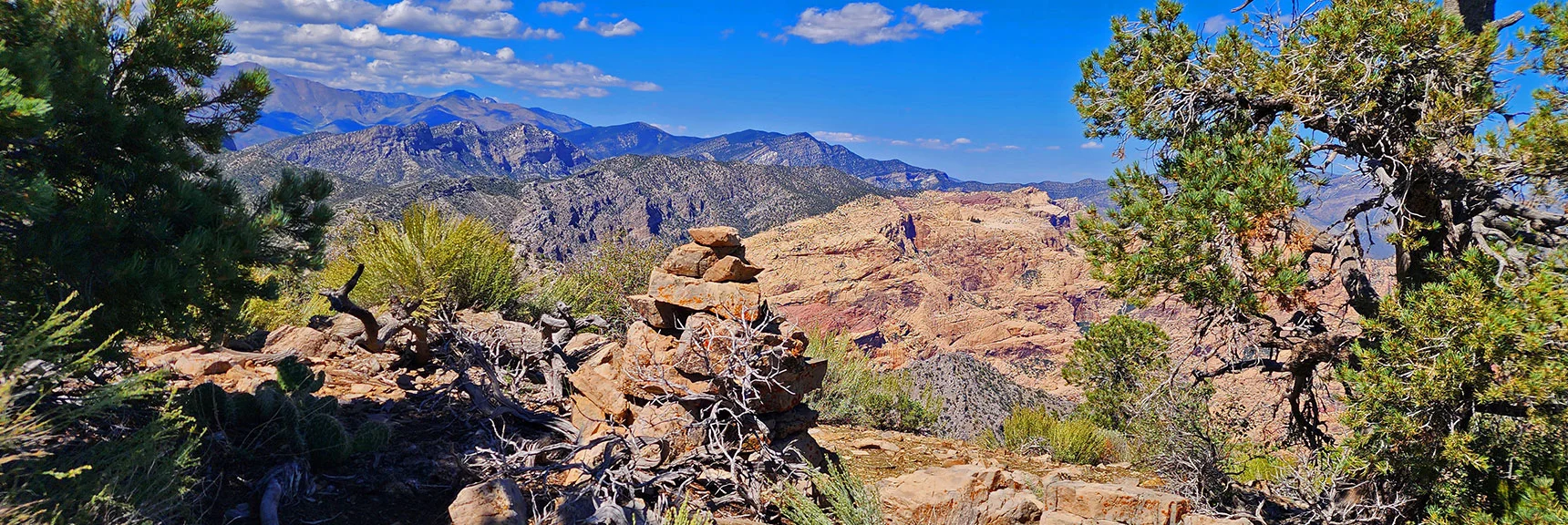 High Point Cairn Above Ridgeline Saddle in Rainbow Mt. & Juniper Peak Area | Mt Wilson to Juniper Peak | Rainbow Mountains Upper Crest Ridgeline | Rainbow Mountain Wilderness, Nevada