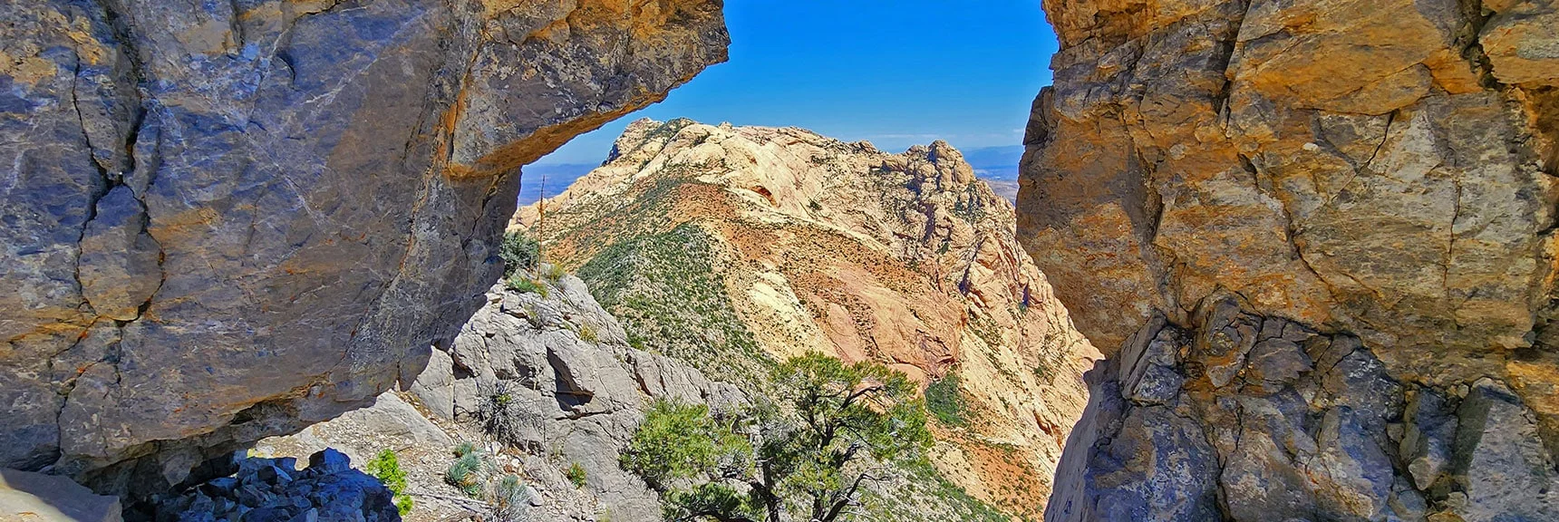 Mt. Wilson Framed Through Arch. | Mt Wilson to Juniper Peak | Rainbow Mountains Upper Crest Ridgeline | Rainbow Mountain Wilderness, Nevada