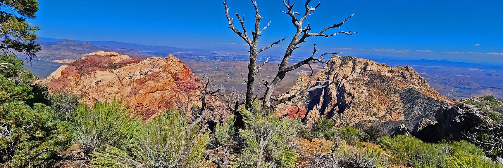 Rainbow Mt. (left); Mt. Wilson (right); Oak Creek Canyon Between.| Mt Wilson to Juniper Peak | Rainbow Mountains Upper Crest Ridgeline | Rainbow Mountain Wilderness, Nevada
