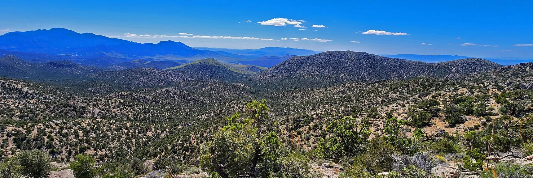 View Back Down Through Gap in Wilson Ridge. Target for Return Route. | Mt Wilson to Juniper Peak | Rainbow Mountains Upper Crest Ridgeline | Rainbow Mountain Wilderness, Nevada