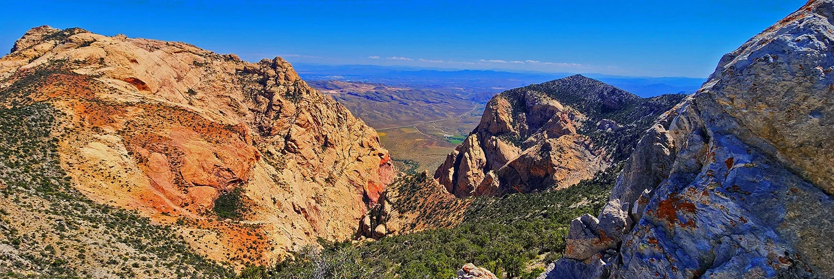 View Down First Creek Canyon Between Mt. Wilson (left) and Indecision Peak (right) | Mt Wilson to Juniper Peak | Rainbow Mountains Upper Crest Ridgeline | Rainbow Mountain Wilderness, Nevada