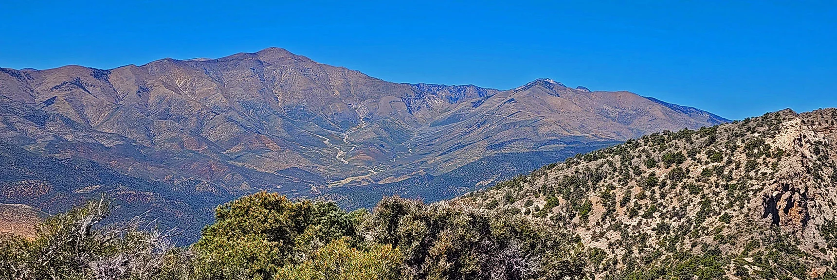 Griffith Peak (left); Harris Mt. (right) above Upper Lovell Canyon | Red Rock Summit Loop | Wilson Ridge | Lovell Canyon, Nevada