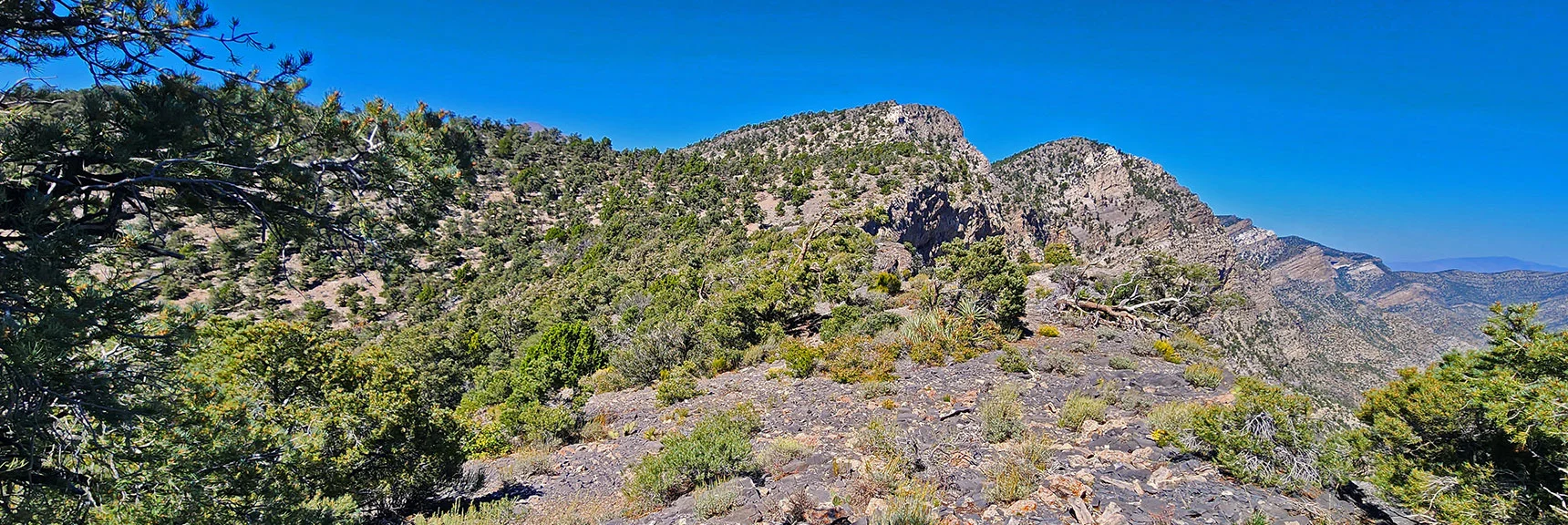 North: 3 High Points. One Lower, Two Higher. 2nd to Furthest High Point Has Best Descent Ridge. | Red Rock Summit Loop | Wilson Ridge | Lovell Canyon, Nevada