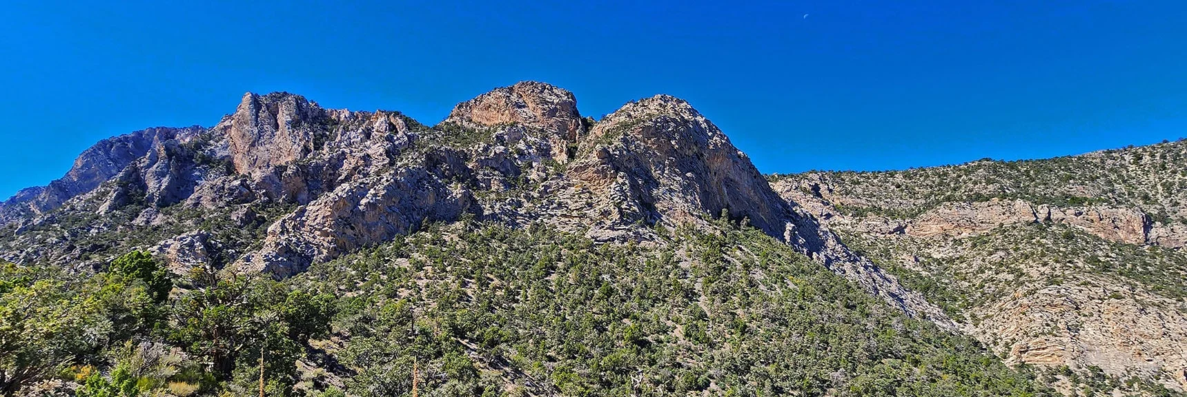 Potential Access Pathway Between 2 Highpoints on Wilson Ridgeline; Other Access to Right | Switchback Spring Ridge | Red Rock Canyon, Nevada