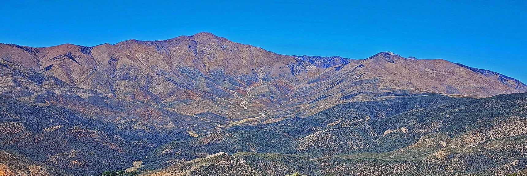 Upper Lovell Canyon. Kyle Canyon South Rim Visible Through Griffith/Harris Saddle. | Mini Matterhorn Pinnacle | Wilson Ridge | Lovell Canyon, Nevada