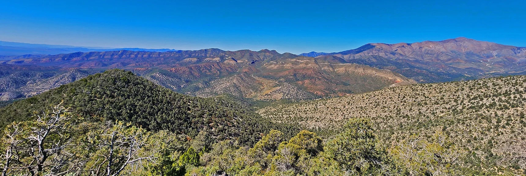 View Back Down Approach Ridge Across West Side of Lovell Canyon and Beyond | Mini Matterhorn Pinnacle | Wilson Ridge | Lovell Canyon, Nevada