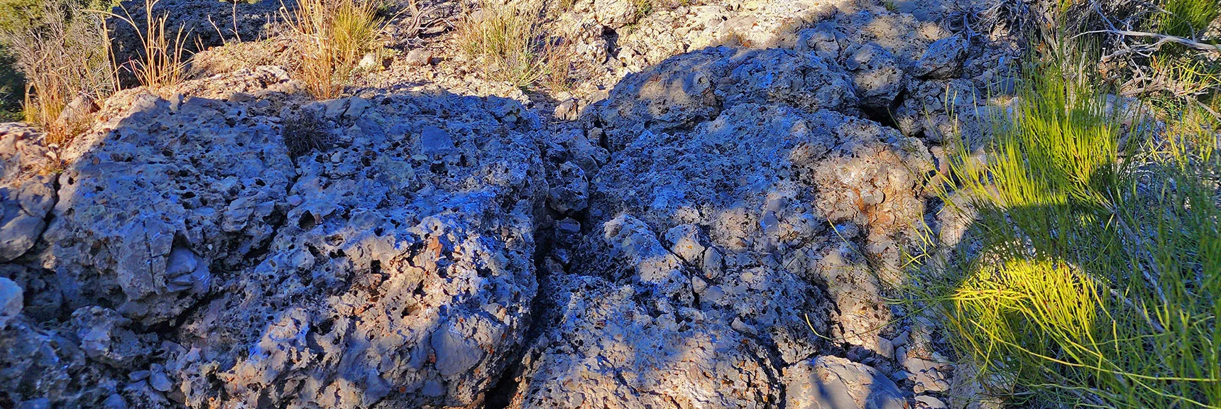 Composite Rock on Lower Ascent Ridge: Sediment Washed Down, Compacted, Solidified into Cement. | Mini Matterhorn Pinnacle North Twin | Wilson Ridge | Lovell Canyon & Rainbow Mountains, Nevada