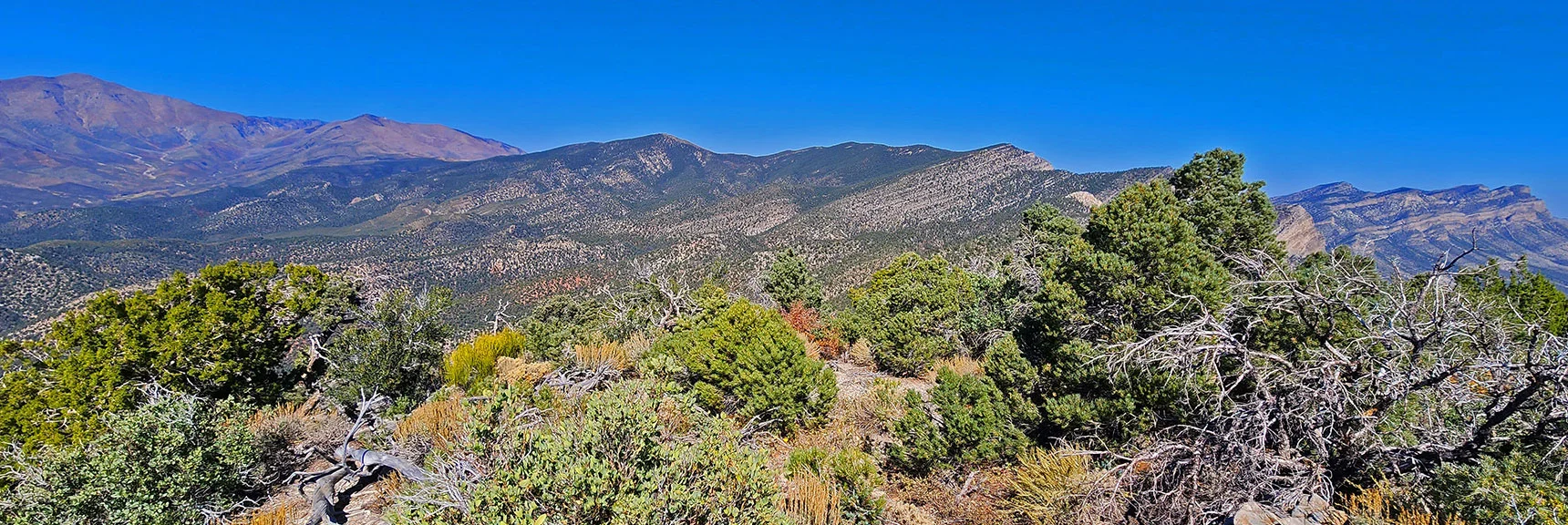 View Along the Wilson Ridgeline to South High Point, then North High Point at Harris Mt. | Mini Matterhorn Pinnacle North Twin | Wilson Ridge | Lovell Canyon & Rainbow Mountains, Nevada