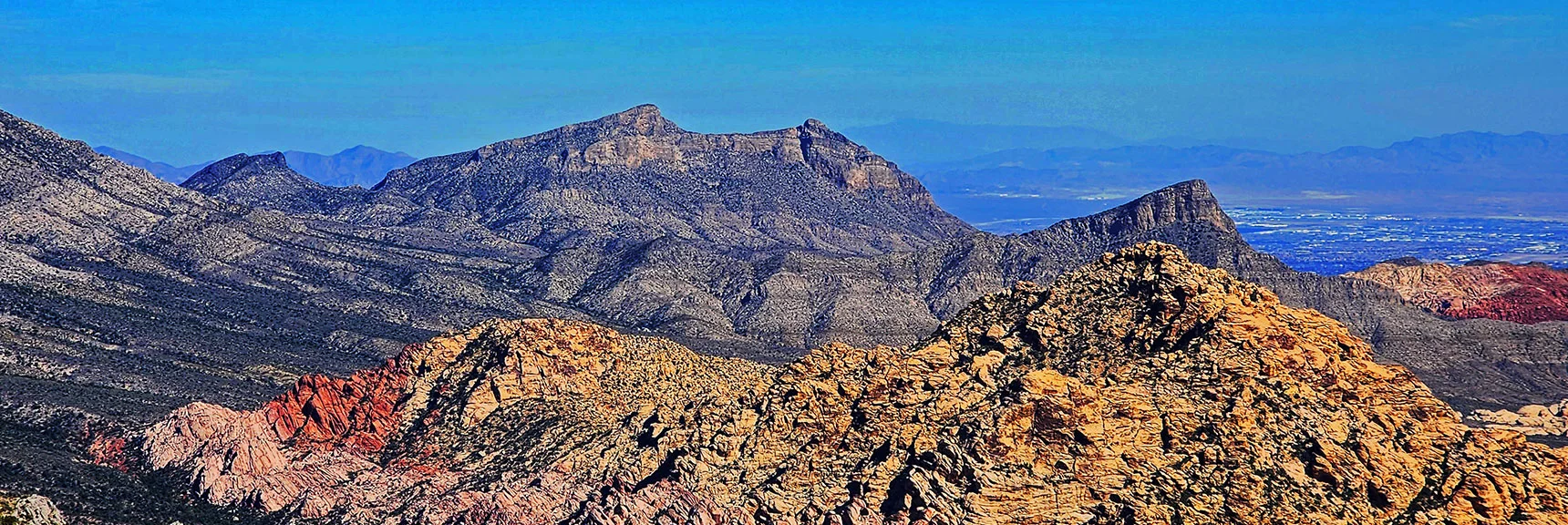 Damsel Peak (left), Turtlehead Peak (right), White Rock Mt. (middle foreground) | Switchback Spring Pinnacle | Wilson Ridge | Lovell Canyon, Nevada