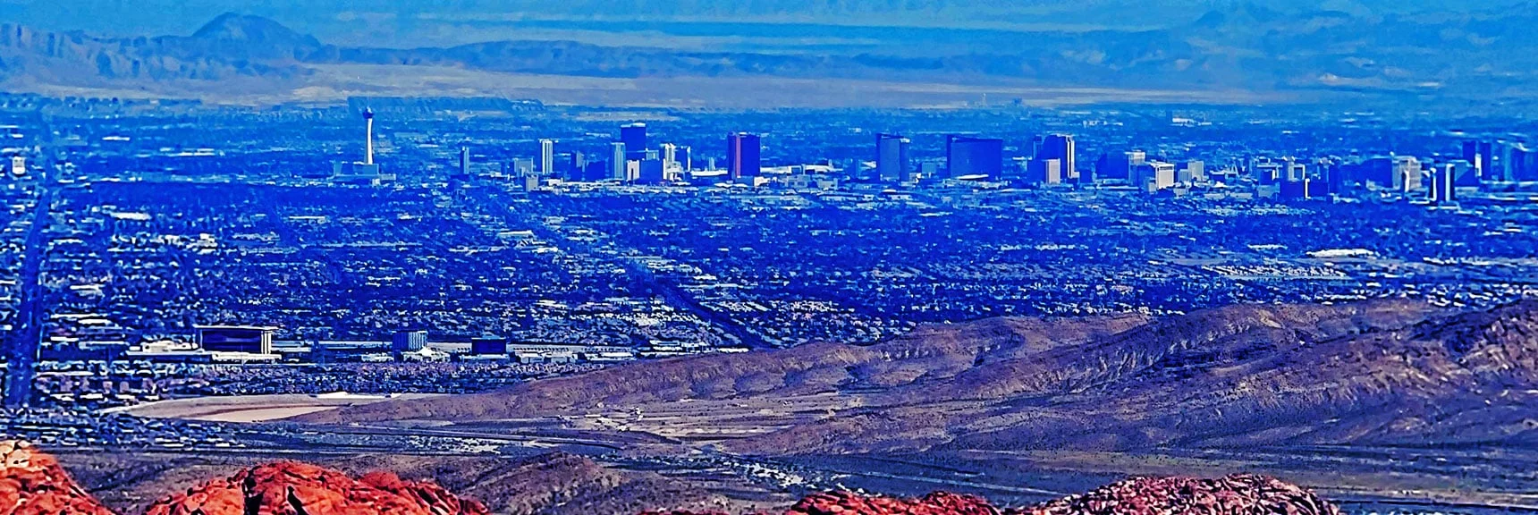 Closer View of Las Vegas Strip. | Switchback Spring Pinnacle | Wilson Ridge | Lovell Canyon, Nevada