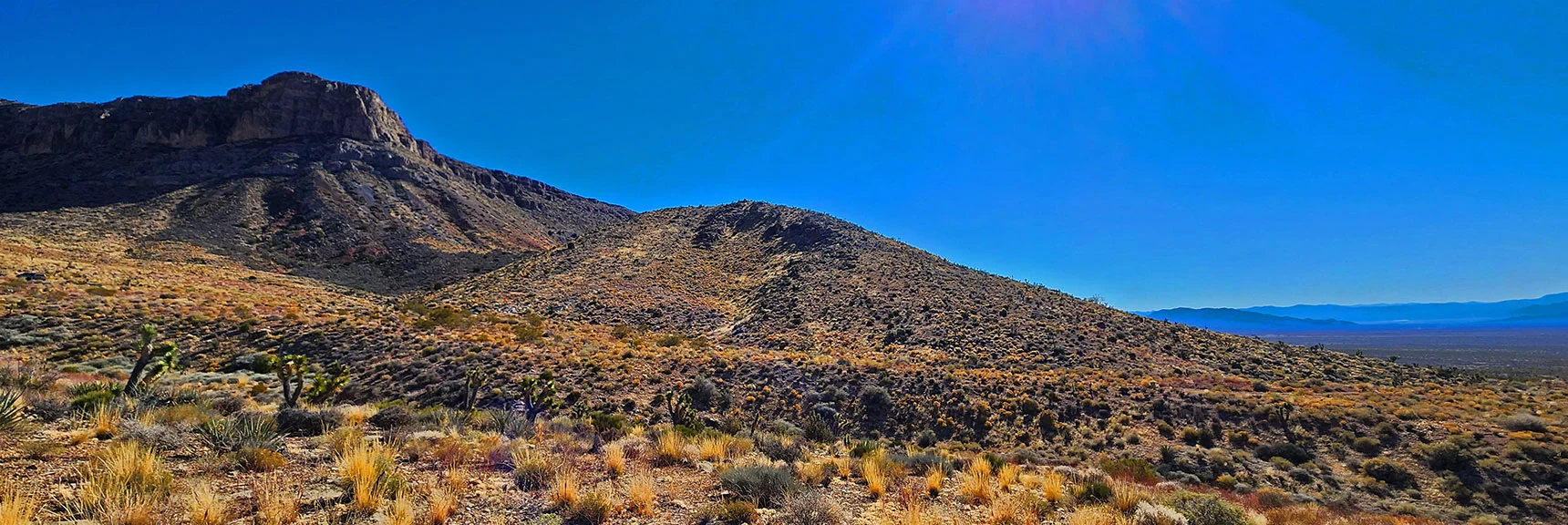 View South Beyond the Second Canyon. Now Traversing West Side of the Bluff | Landmark Bluff Circuit | Lovell Canyon, Nevada
