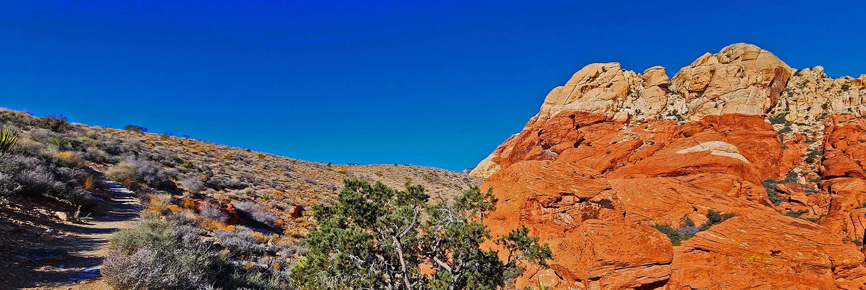 Ascending Toward Lighter Calico Hills of the Sandstone Quarry Area. | 3 Basin Circuit | Calico Basin, Brownstone Basin, Red Rock Canyon, Nevada