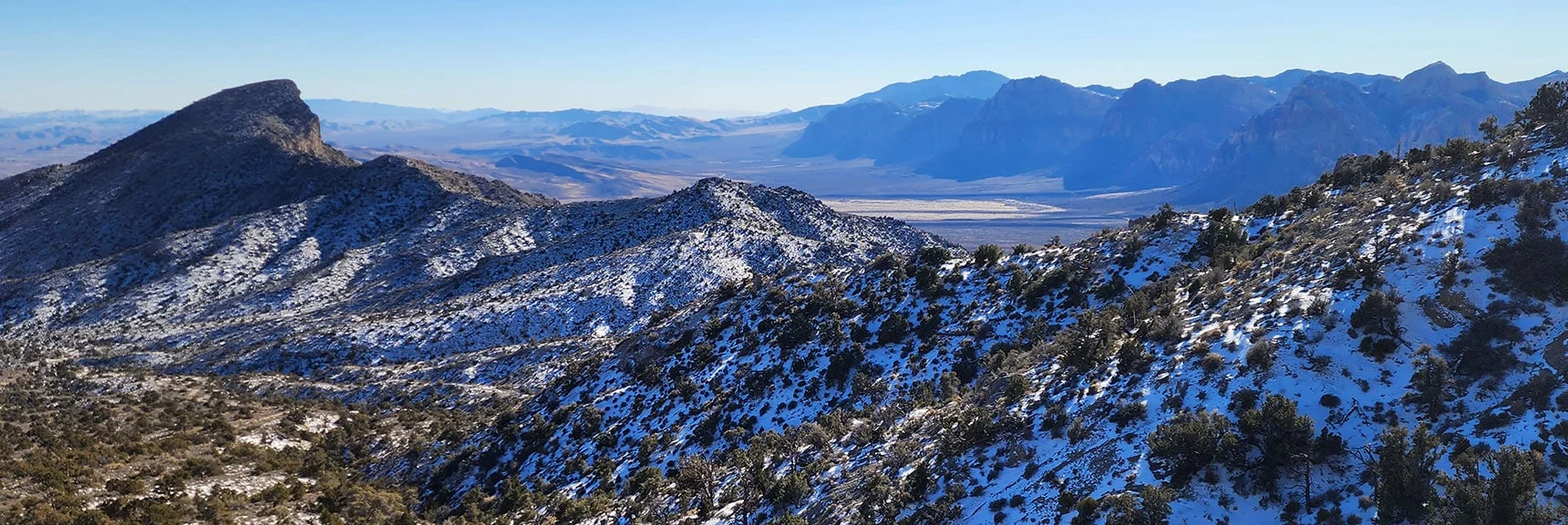 View Across Ridgeline and Down Red Rock Basin. | 3 Basin Circuit | Calico Basin, Brownstone Basin, Red Rock Canyon, Nevada