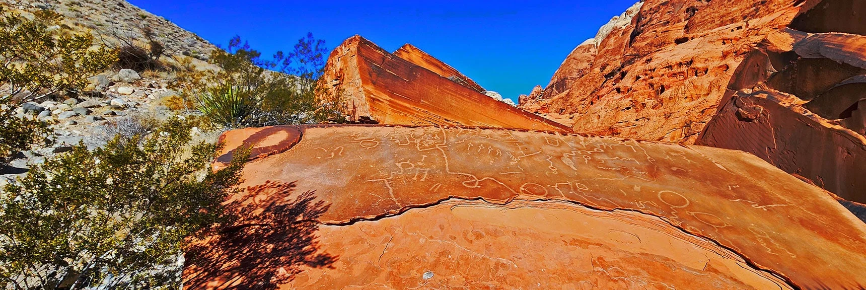 Arrival at Petroglyph Boulder | 3 Basin Circuit | Calico Basin, Brownstone Basin, Red Rock Canyon, Nevada