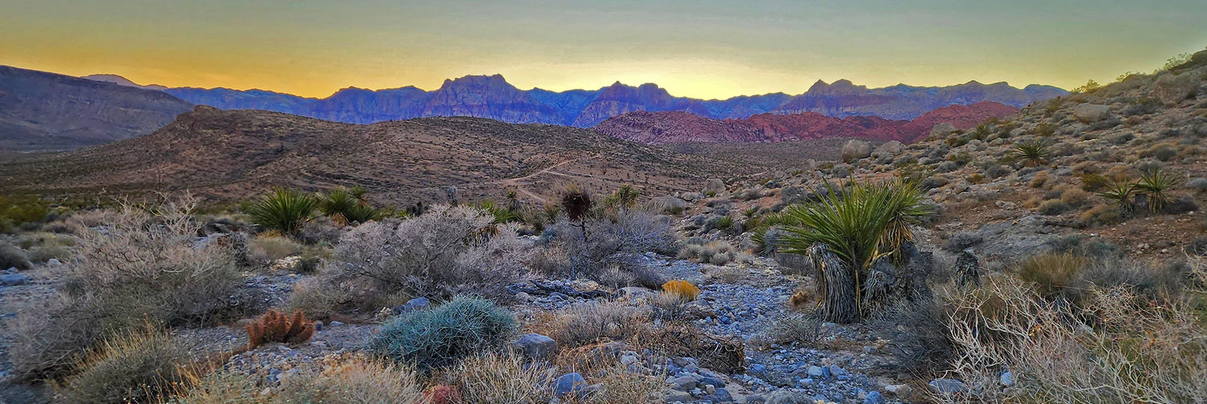 Lower Calico Hills Starting Point Now Visible Far Ahead | 3 Basin Circuit | Calico Basin, Brownstone Basin, Red Rock Canyon, Nevada