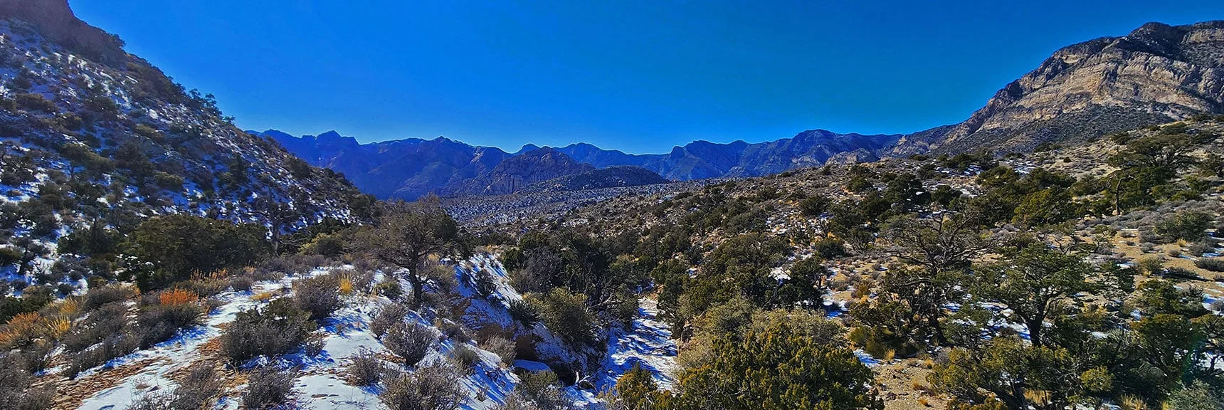 From the Saddle, Looking Back Saying Farwell to Rainbow Mts. | 3 Basin Circuit | Calico Basin, Brownstone Basin, Red Rock Canyon, Nevada